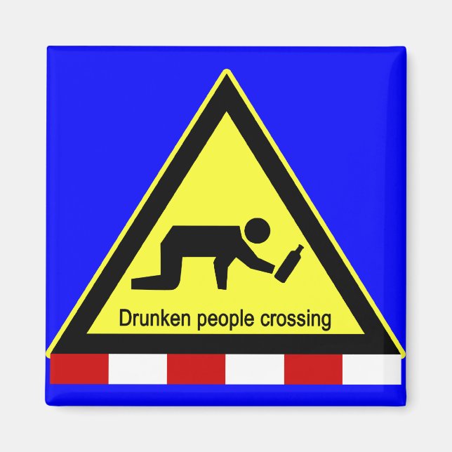 Drunken people crossing ⚠ Thai Sign ⚠ Magnet (Front)