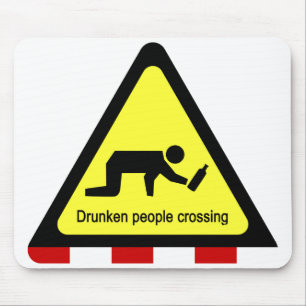 Drunken people crossing ⚠ Thai Sign ⚠ Mouse Pad
