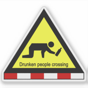 Drunken people crossing ⚠ Thai Sign ⚠ Sticker