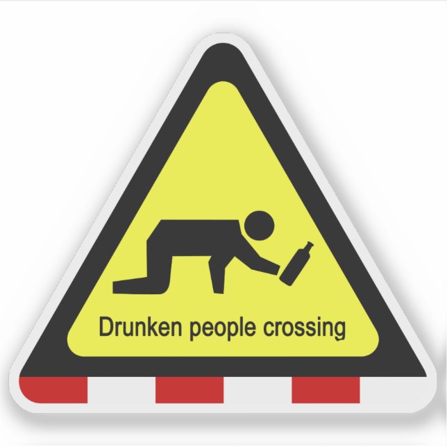 Drunken people crossing ⚠ Thai Sign ⚠ Sticker (Front)