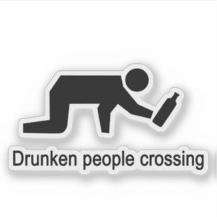 Drunken people crossing ⚠ Thai Sign ⚠ Sticker