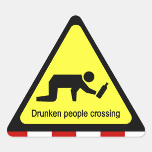 Drunken people crossing ⚠ Thai Sign ⚠ Triangle Sticker