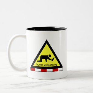 Drunken people crossing ⚠ Thai Sign ⚠ Two-Tone Coffee Mug