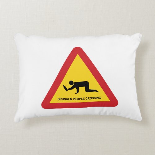 DRUNKEN PEOPLE CROSSING TRAFFIC SIGN ACCENT PILLOW