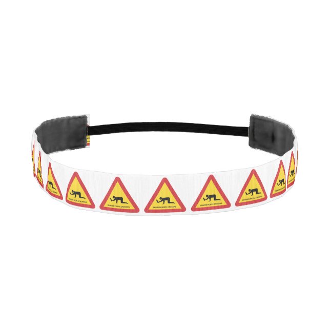 DRUNKEN PEOPLE CROSSING TRAFFIC SIGN ATHLETIC HEADBAND (Front)