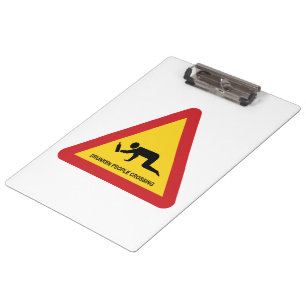 DRUNKEN PEOPLE CROSSING TRAFFIC SIGN CLIPBOARD