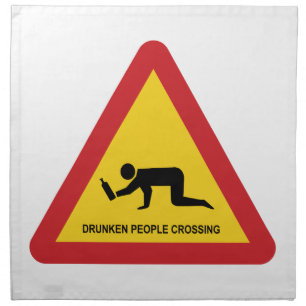 DRUNKEN PEOPLE CROSSING TRAFFIC SIGN CLOTH NAPKIN