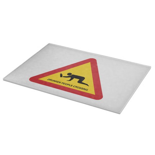 DRUNKEN PEOPLE CROSSING TRAFFIC SIGN CUTTING BOARD