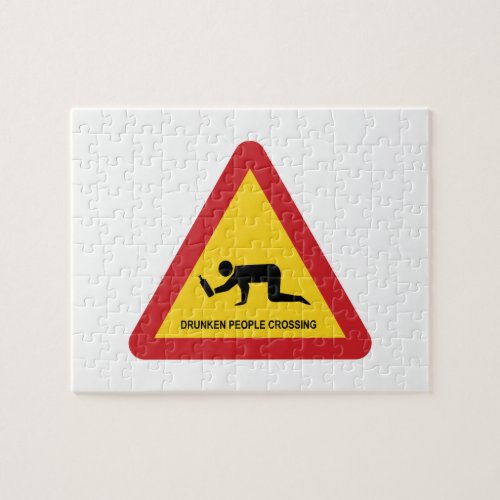 DRUNKEN PEOPLE CROSSING TRAFFIC SIGN JIGSAW PUZZLE