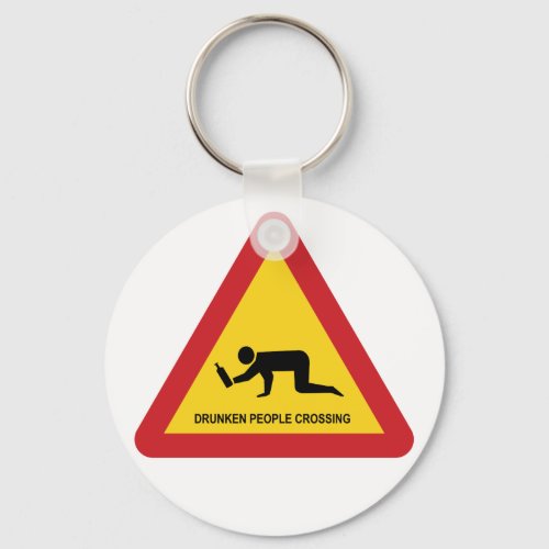 DRUNKEN PEOPLE CROSSING TRAFFIC SIGN KEYCHAIN