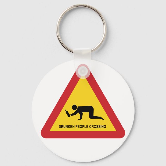 DRUNKEN PEOPLE CROSSING TRAFFIC SIGN KEYCHAIN (Front)
