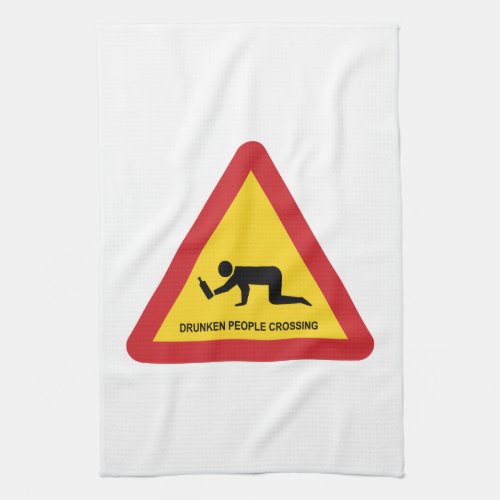 DRUNKEN PEOPLE CROSSING TRAFFIC SIGN KITCHEN TOWEL