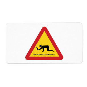 DRUNKEN PEOPLE CROSSING TRAFFIC SIGN LABEL