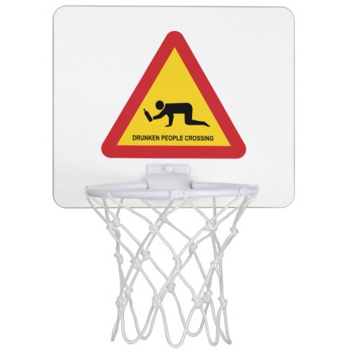 DRUNKEN PEOPLE CROSSING TRAFFIC SIGN MINI BASKETBALL HOOP