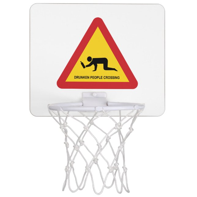 DRUNKEN PEOPLE CROSSING TRAFFIC SIGN MINI BASKETBALL HOOP (Front)