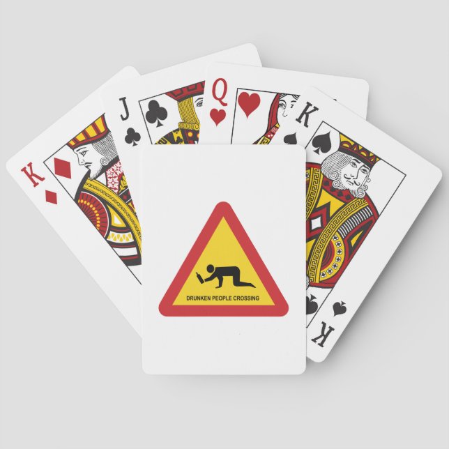 DRUNKEN PEOPLE CROSSING TRAFFIC SIGN POKER CARDS (Back)