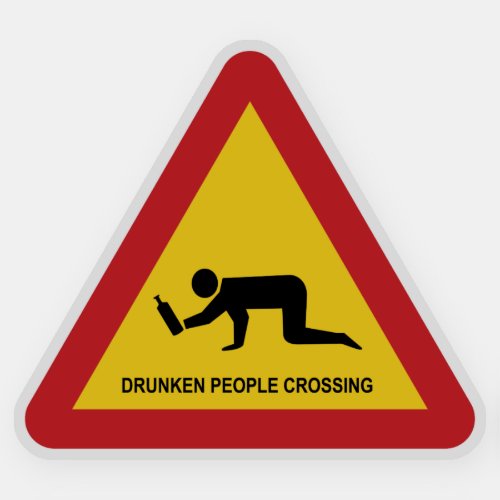 DRUNKEN PEOPLE CROSSING TRAFFIC SIGN STICKER