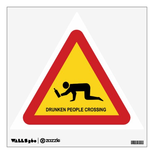 DRUNKEN PEOPLE CROSSING TRAFFIC SIGN WALL DECAL