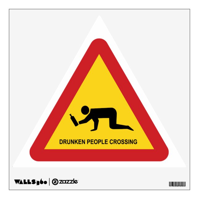 DRUNKEN PEOPLE CROSSING TRAFFIC SIGN WALL DECAL (Front)