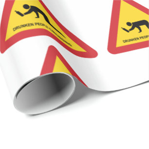 DRUNKEN PEOPLE CROSSING TRAFFIC SIGN WRAPPING PAPER