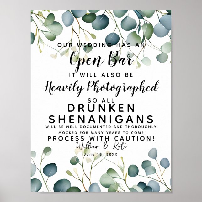 Drunken Shenanigans Photographed eucalyptus Poster (Front)