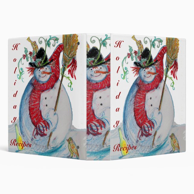 DRUNKEN SNOWMAN HOLIDAY RECIPES BOOK 3 RING BINDER (Background)
