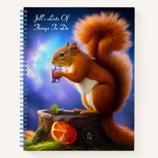 Drunken Squirrel,  Personalized, Spiral  Notebook