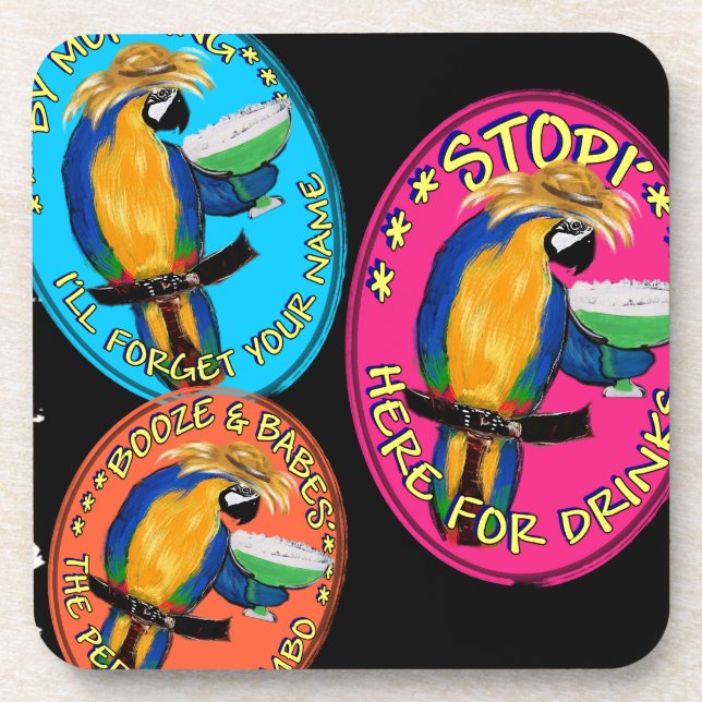DRUNKIN PARROTS DRINK COASTER (Front)