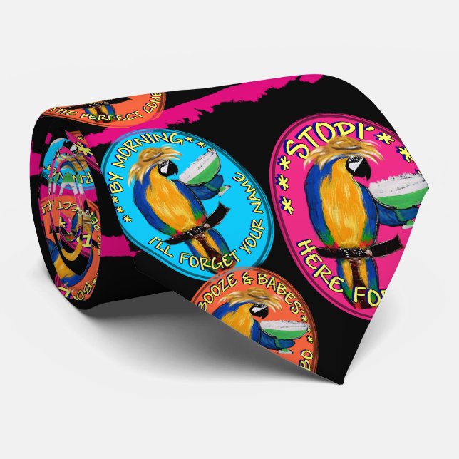 DRUNKIN PARROTS NECK TIE (Rolled)