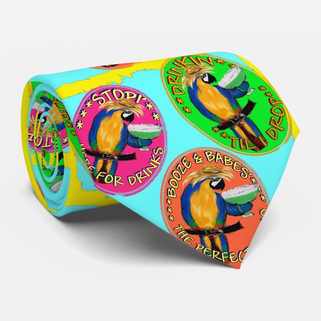 DRUNKIN PARROTS NECK TIE (Rolled)