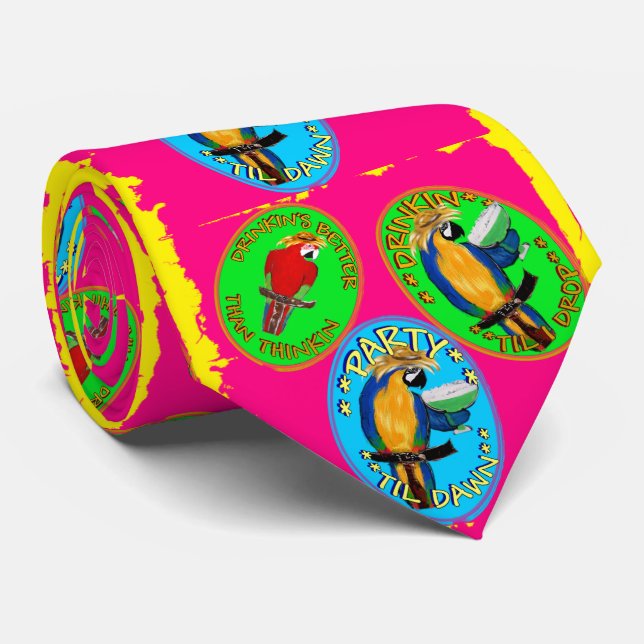 DRUNKIN PARROTS NECK TIE (Rolled)