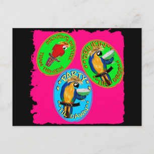 DRUNKIN PARROTS POSTCARD