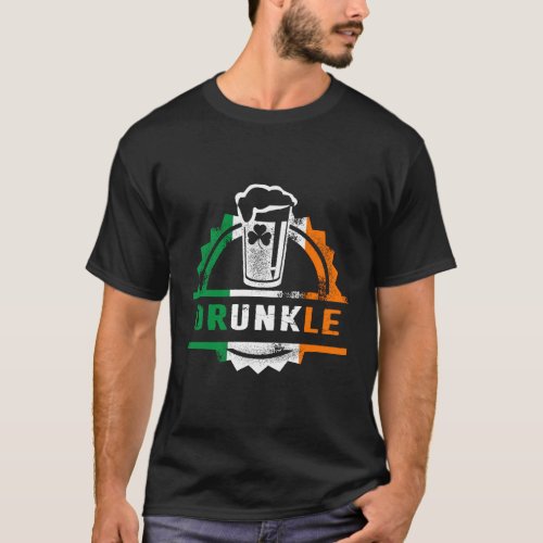 Drunkle Drunk Uncle Beer Glass Irish Flag Colors T_Shirt