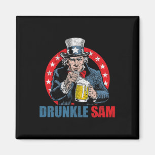 Drunkle Sam Funny 4th Of July Uncle Sam Usa Beer D Magnet
