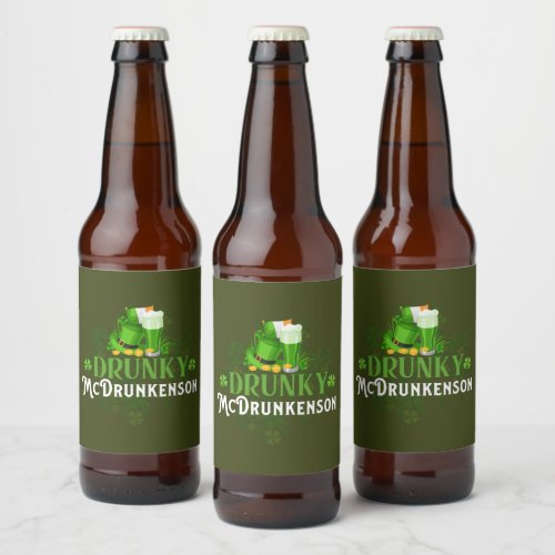 Drunky McDrunkerson St Patricks Day Beer Bottle Label