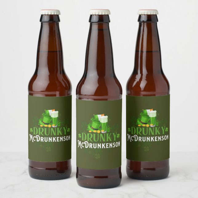 Drunky McDrunkerson St. Patrick's Day Beer Bottle Label (Bottles)