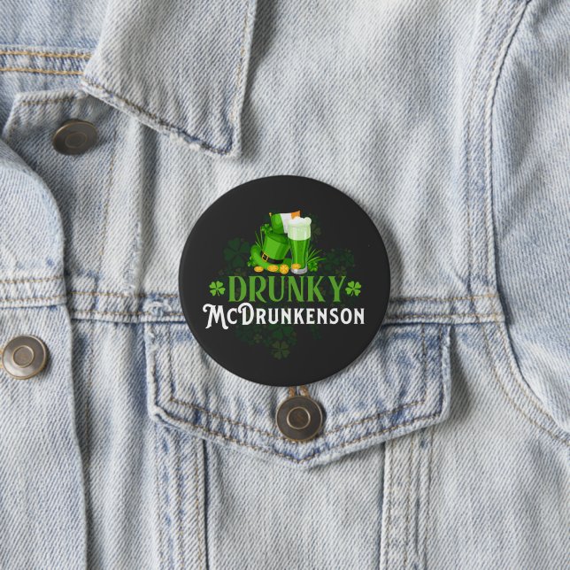 Drunky McDrunkerson St. Patrick's Day Button (In Situ)