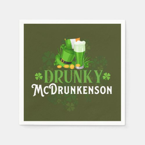 Drunky McDrunkerson St Patricks Day Napkins