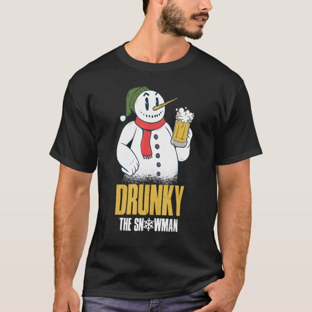Drunky The Snowman Merry Drunk I'm Christmas  Xmas T-Shirt (Front)