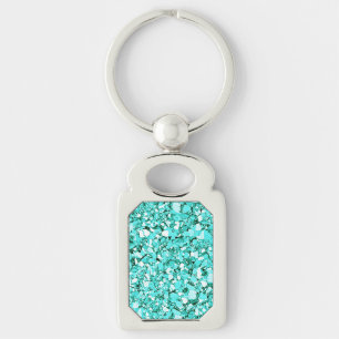 Druzy crystal - aquamarine blue keychain