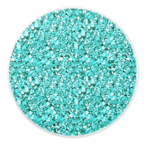 Druzy crystal _ aquamarine ceramic knob
