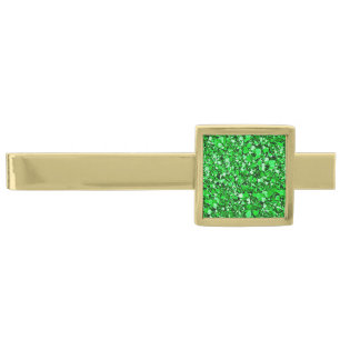 Druzy crystal - emerald green gold finish tie bar