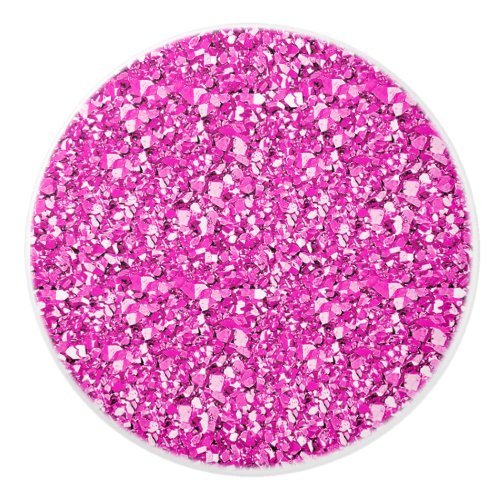 Druzy crystal _ fuchsia pink ceramic knob