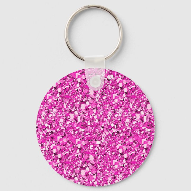 Druzy crystal - fuchsia pink keychain (Front)