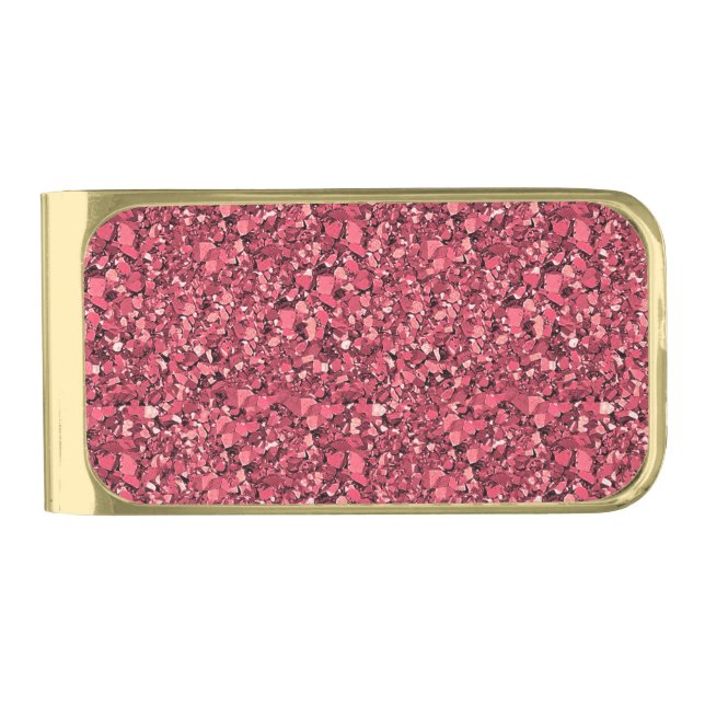 Druzy crystal - garnet red gold finish money clip (Front)