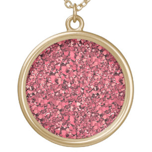Druzy crystal - garnet red gold plated necklace