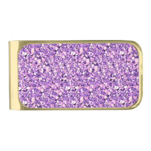 Druzy crystal - light orchid gold finish money clip