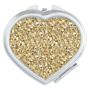 Druzy crystal - metallic gold compact mirror
