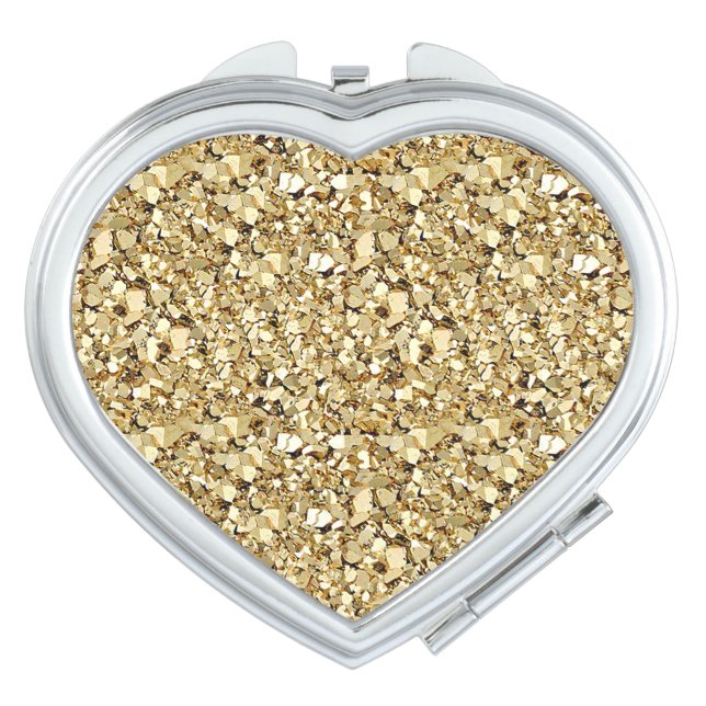 Druzy crystal - metallic gold compact mirror (Front)