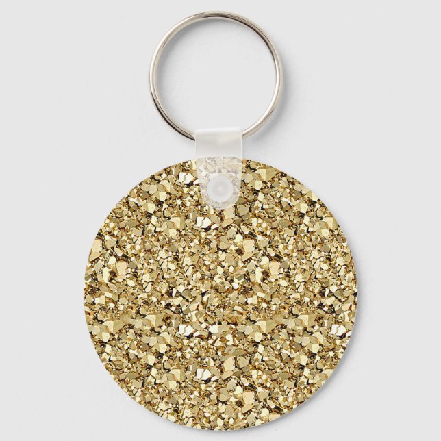 Druzy crystal - metallic gold keychain (Front)
